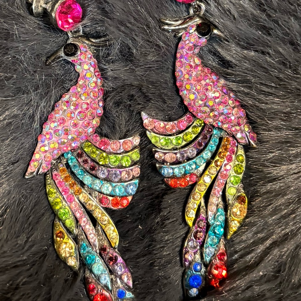 Colorful Crystal Bird Earrings